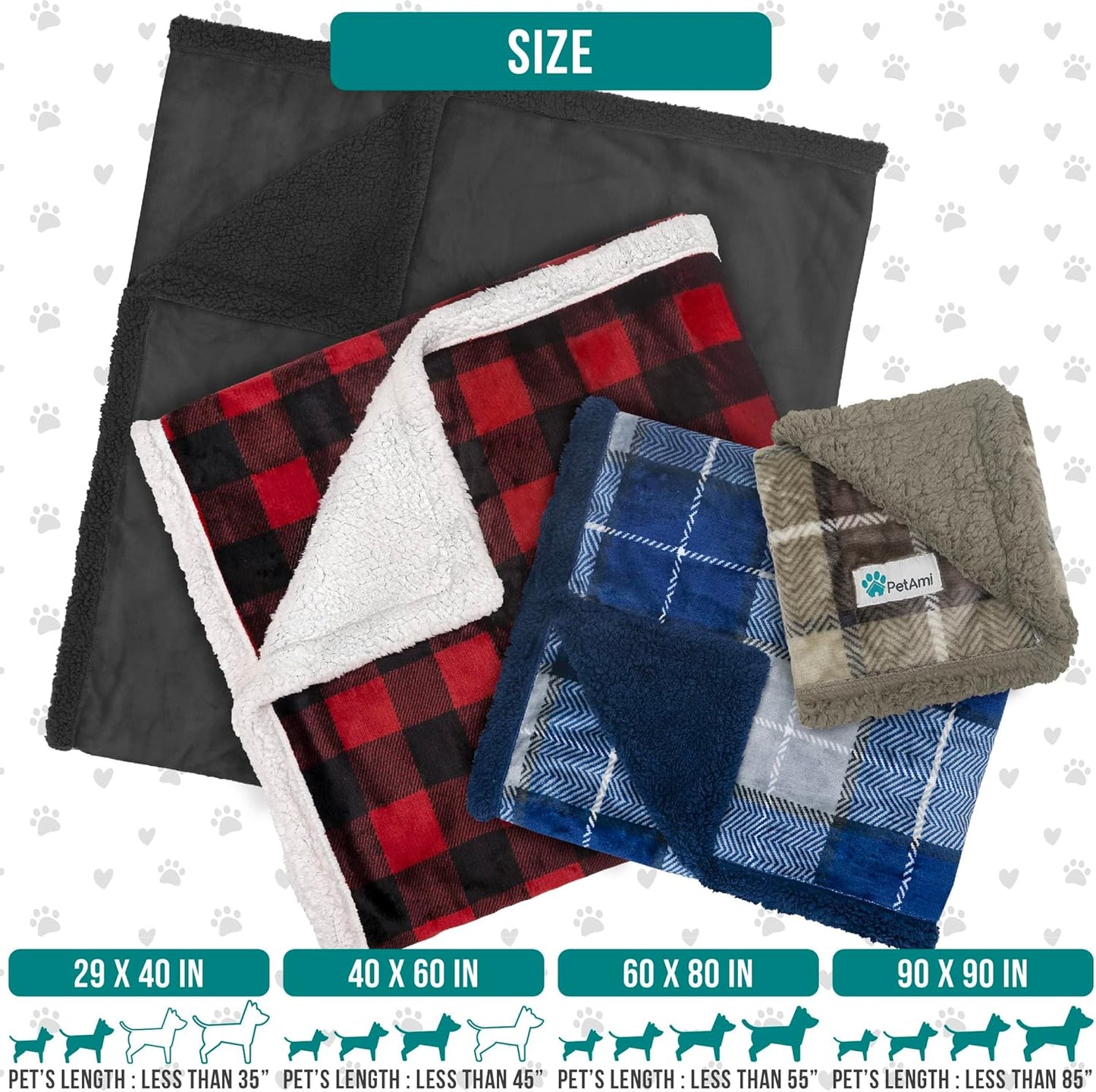 Dog Blanket for Medium Large Dogs, Pet Bed Blanket Cat Puppy Kitten, Fleece Furniture Couch Cover Protector Sofa Car, Soft Sherpa Dog Throw Plush Reversible Washable, 40X60 Checker Red