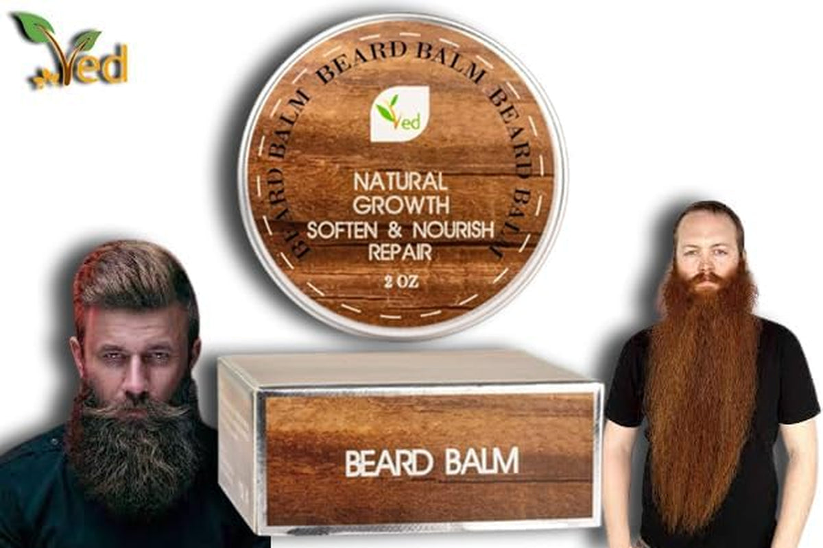 VED Bálsamo Para Barba | Reparación De Crecimiento Natural | Dejar En Acondicionador | Suavizar Para Barba Y Bigotes | Extra Grande De 2 Onzas / 60 Ml (Paquete De Tres)