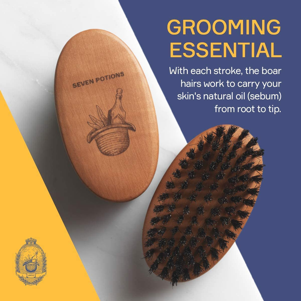 Cepillo Para Barba De Cerdas De Jabalí. Madera De Peral Y 100% Cerdas De Jabalí De Primer Corte. Cerdas Firmes Para Dominar Y Suavizar El Pelo Facial
