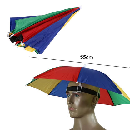 Portable Rain Umbrella Hat Army Green Foldable Outdoor Pesca Sun Shade Waterproof Camping Fishing Headwear Cap Beach Head Hats