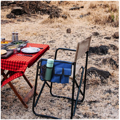 Beach Chair Hanging Organizer - Water-Resistant Green Storage Pouch with Multiple Pockets for Drinks, Phones & Accessories