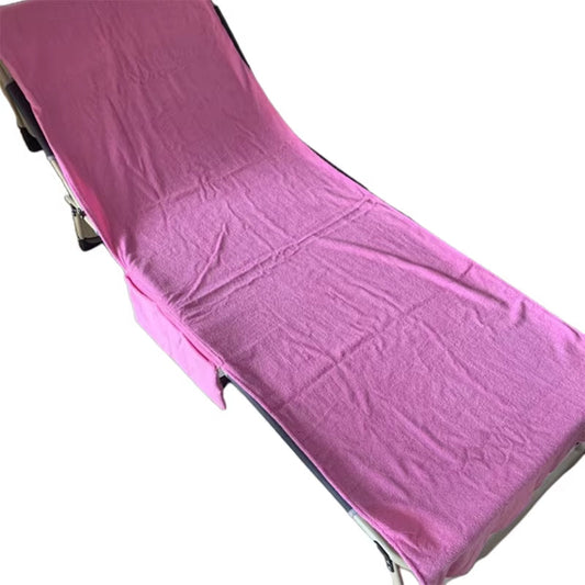 Microfiber Terry Cloth Chaise Chair Cover Beach Bath Towel with Side Pocket for Pool Sun Lounger Sunbathing
