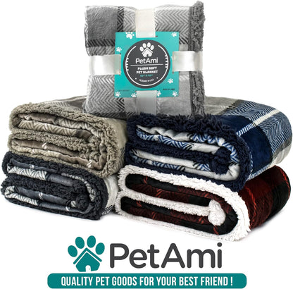 Dog Blanket for Medium Large Dogs, Pet Bed Blanket Cat Puppy Kitten, Fleece Furniture Couch Cover Protector Sofa Car, Soft Sherpa Dog Throw Plush Reversible Washable, 40X60 Checker Red