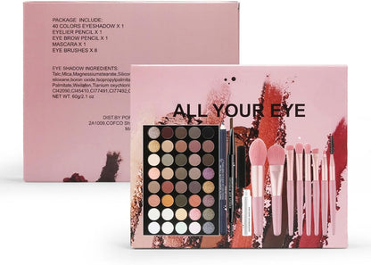 Kit De Maquillaje Mujer Completo Cosmética Set Para Ojos - Todo En Uno Juego De Maquillaje Regalo Para Mujer Con Paleta De Sombras De Ojos Lápiz Delineador Lápiz De Cejas Y Rímel #B
