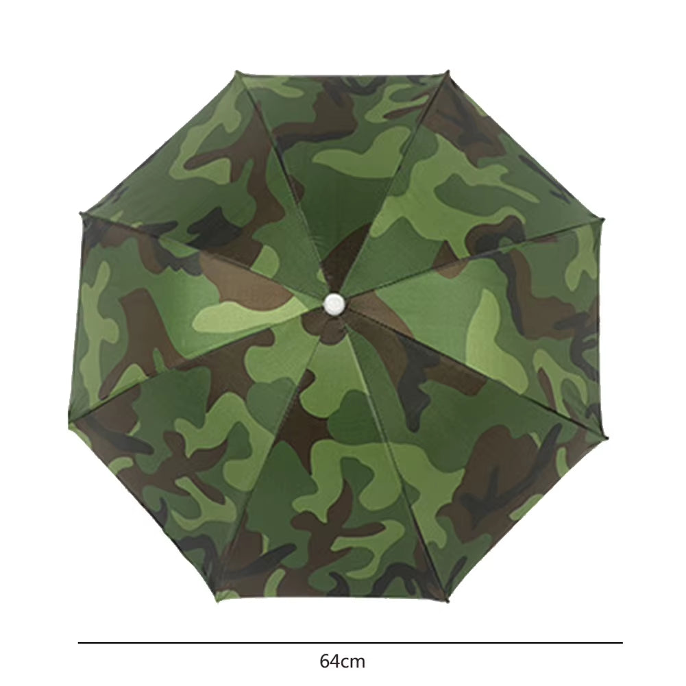 Portable Rain Umbrella Hat Army Green Foldable Outdoor Pesca Sun Shade Waterproof Camping Fishing Headwear Cap Beach Head Hats
