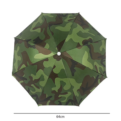 Portable Rain Umbrella Hat Army Green Foldable Outdoor Pesca Sun Shade Waterproof Camping Fishing Headwear Cap Beach Head Hats