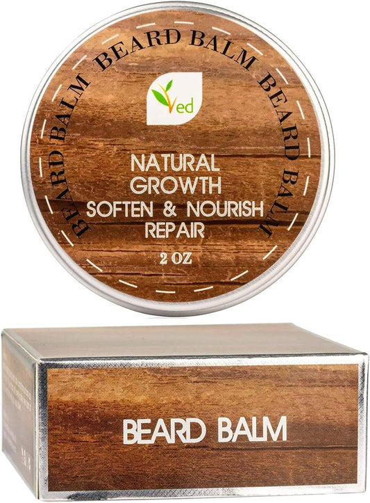 VED Bálsamo Para Barba | Reparación De Crecimiento Natural | Dejar En Acondicionador | Suavizar Para Barba Y Bigotes | Extra Grande De 2 Onzas / 60 Ml (Paquete De Tres)