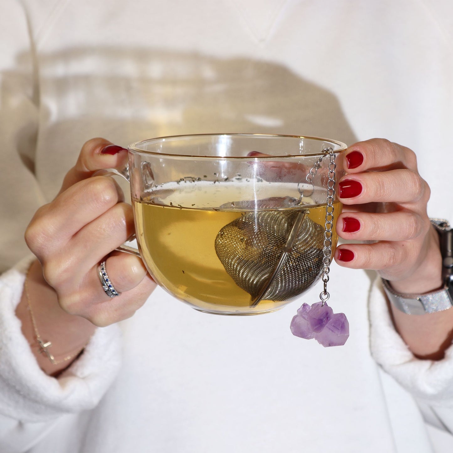 Colador de té de piedras preciosas de cristal crudo - Cornalina