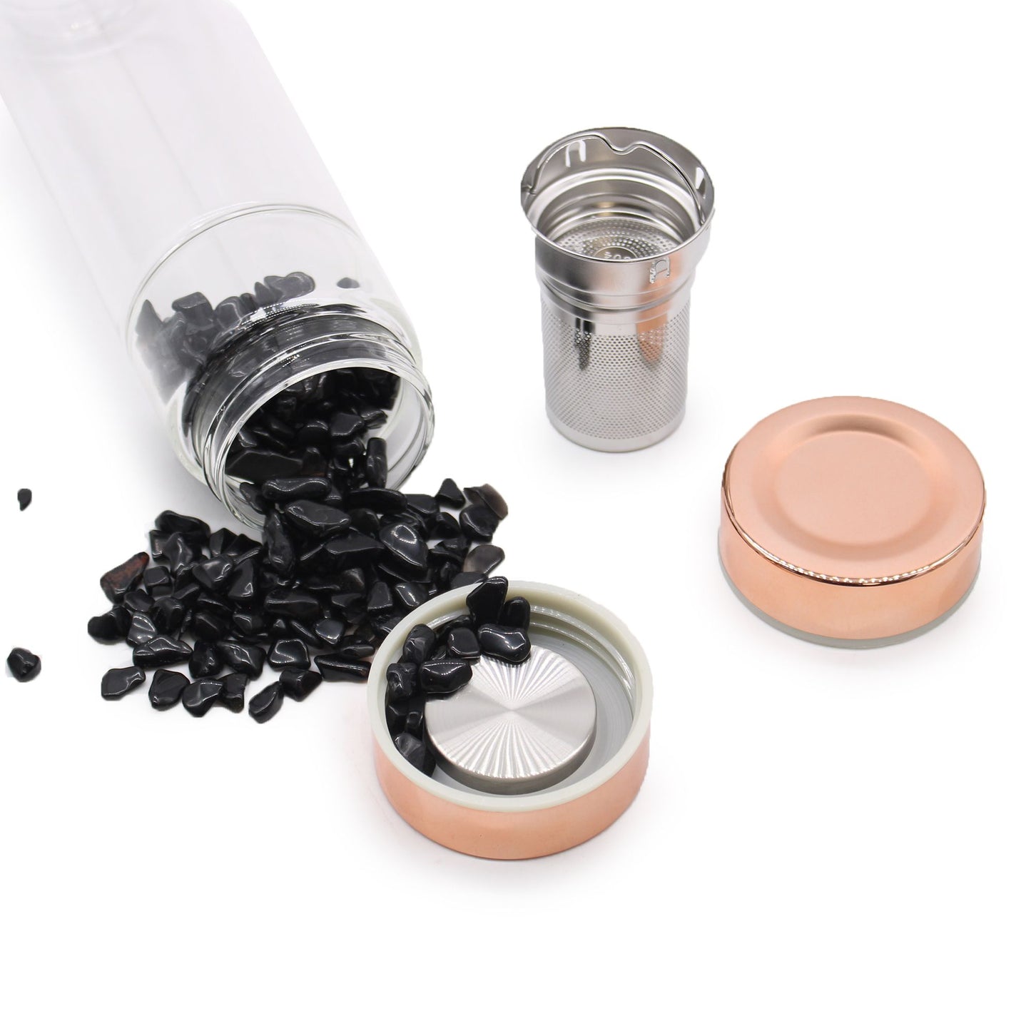 Botella de cristal para te  - oro rosa - Onyx