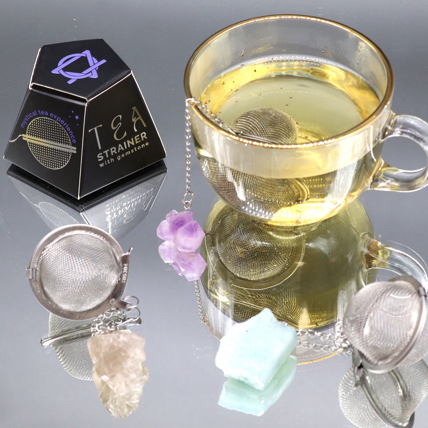 Colador de té de piedras preciosas de cristal crudo - Cornalina