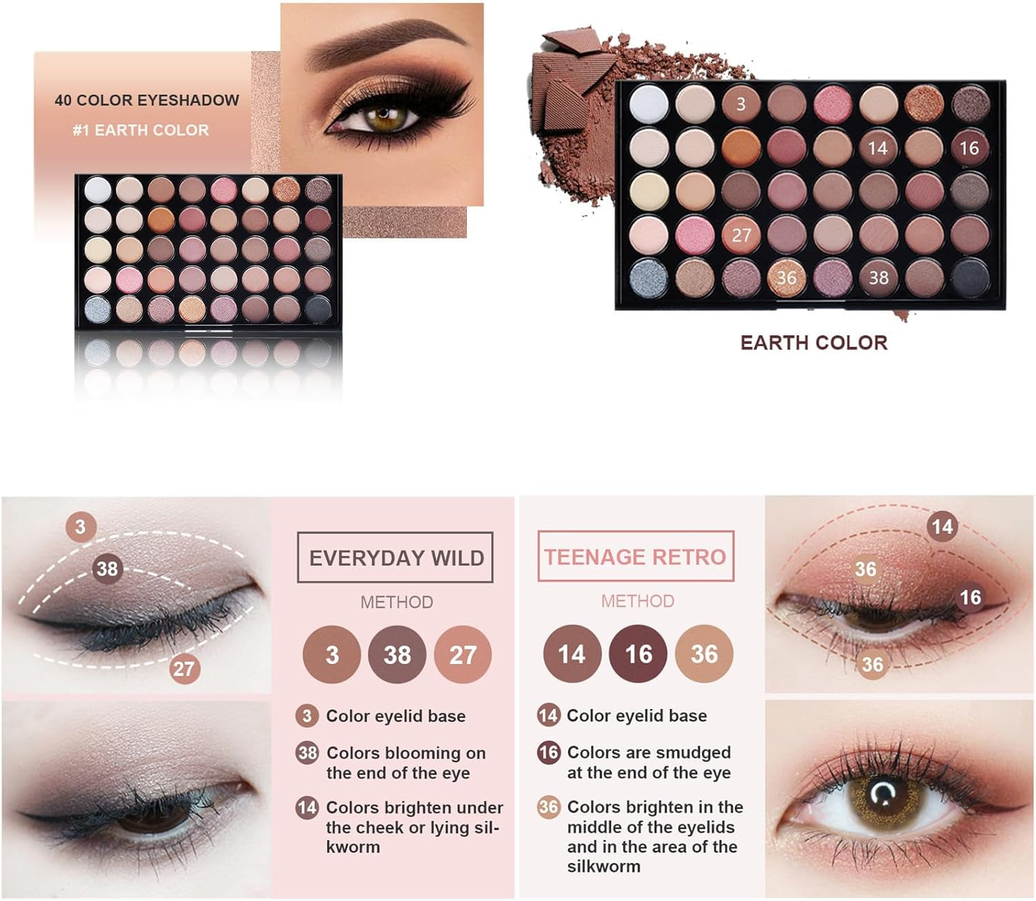 Kit De Maquillaje Mujer Completo Cosmética Set Para Ojos - Todo En Uno Juego De Maquillaje Regalo Para Mujer Con Paleta De Sombras De Ojos Lápiz Delineador Lápiz De Cejas Y Rímel #B