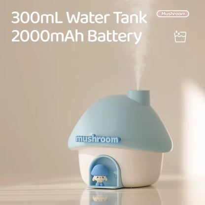 Cartoon Air Humidifier 300Ml Mini Essential Oil Aroma Diffusers Colorful Lighting Cute Mushroom House Home Ultrasonic Humidifier